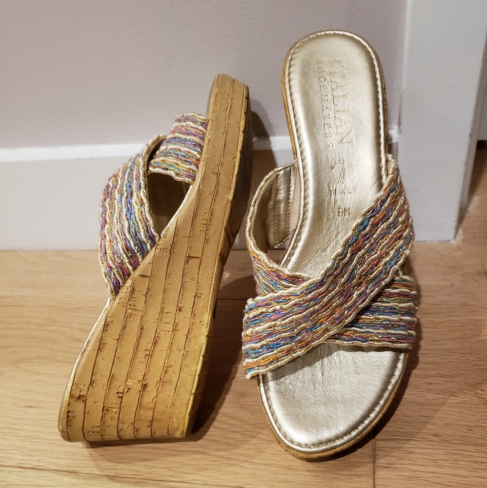 90s woven ItalianShoemakersRainbowMetallicSlides 9